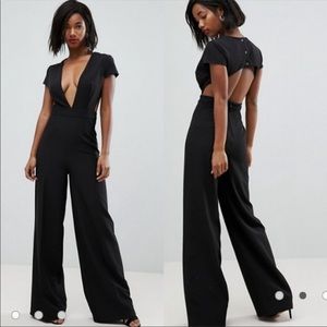 Plunge Neck Open Back Jumpsuit